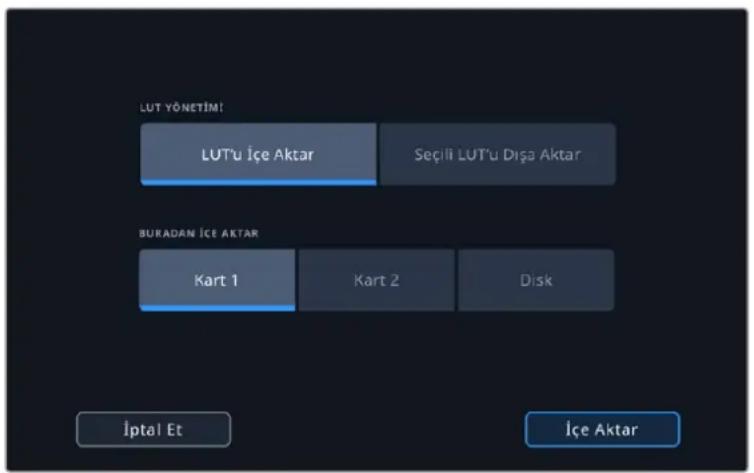 Blackmagic Design Video Assist - Bir 3D LUT'u ici aktarmak icin: - 1