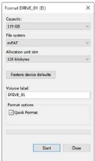 Blackmagic Design Video Assist - Preparación de unidades de almacenimiento en equipos Windows - 1