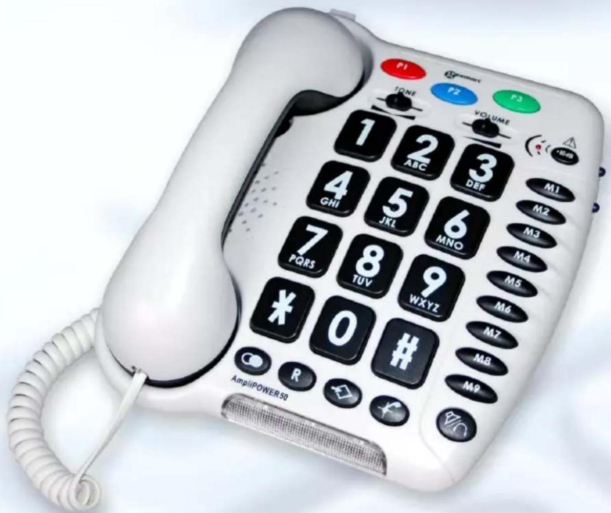 P1 TONE P2 P3 VOLUME 1 2 ABC 3 DEF 4 GHI 5 JKL 6 MNO 7 PQRS 8 TUV 9 WXYZ * 0 # AmpliPOWER 50 R V