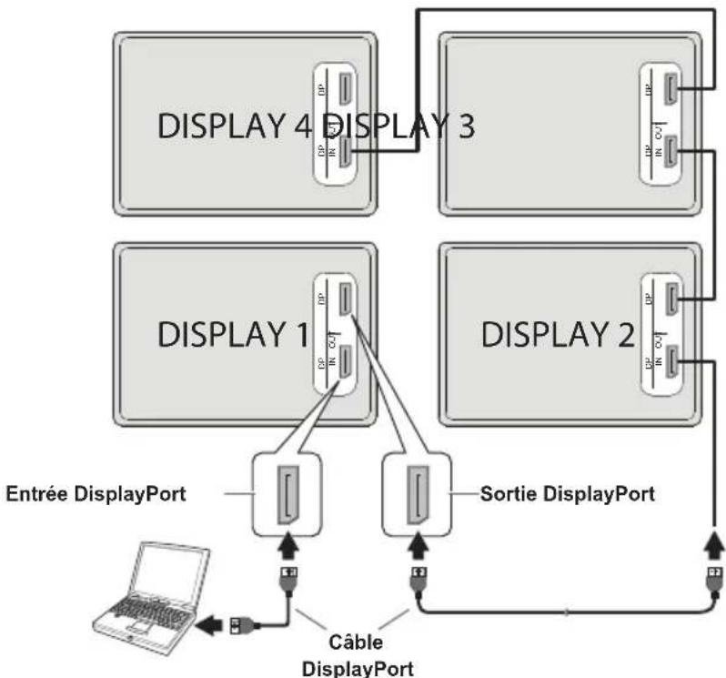 TOSHIBA TDY493M - Connexion en guirlande via la sortie DisplayPort - 1