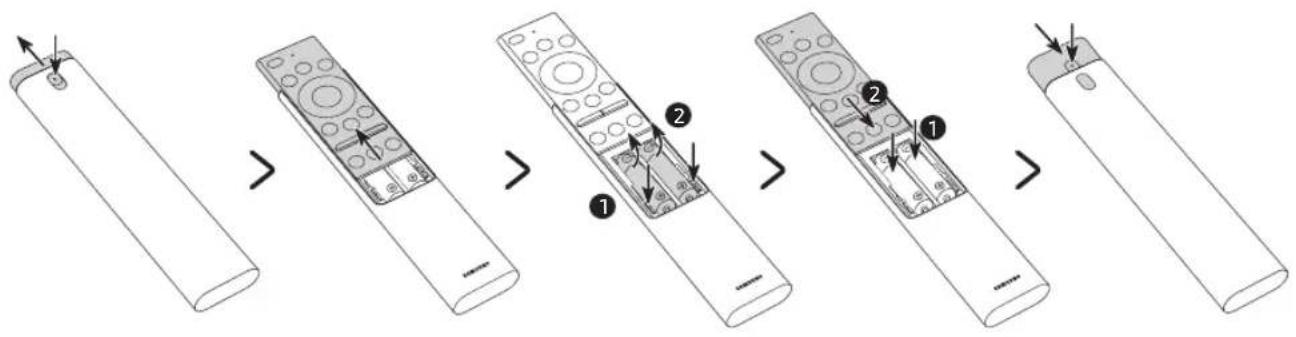 SAMSUNG QE75Q90RAT - Instalación de las pilas en el Samsung Smart Remote - 1
