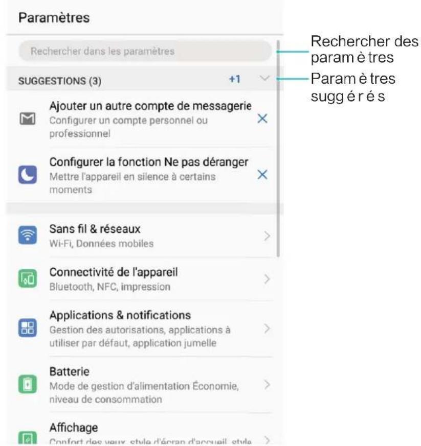 HUAWEI Mate RS Porsche design - Utiliser la fonctionnalité Paramètres intelligents pour couver un paramètre rapidement - 1