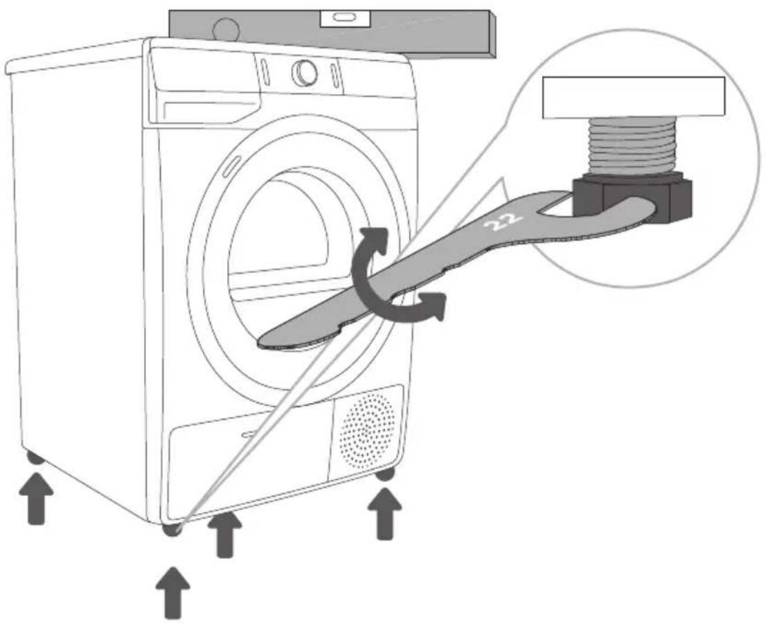 GORENJE DS92ILS - RÉGLAGE DES PIEDS DU SÈCHE-LINGE - 1