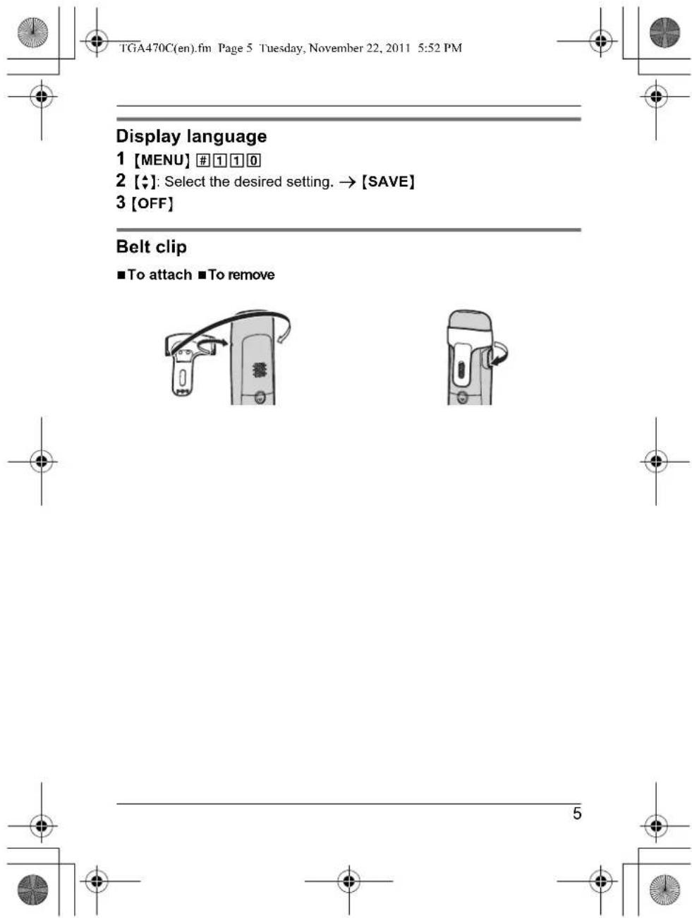 PANASONIC KXTGA470 - Note: - 3