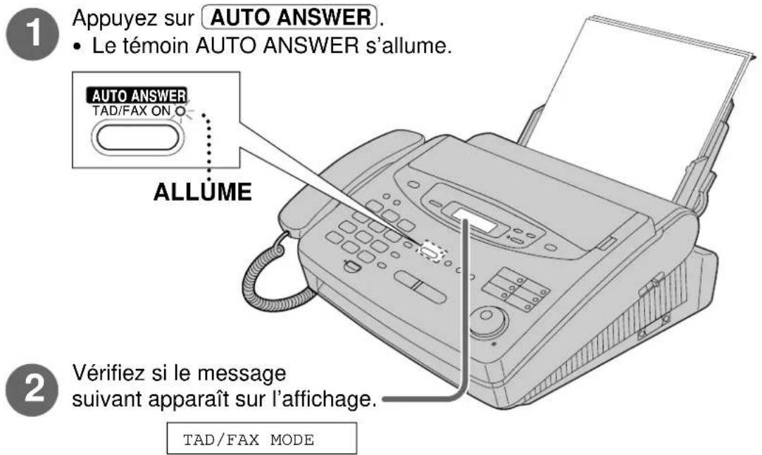PANASONIC KXFP300BL - Activation du mode de réception automatique des appels téléphoniques et des télécopies - 1
