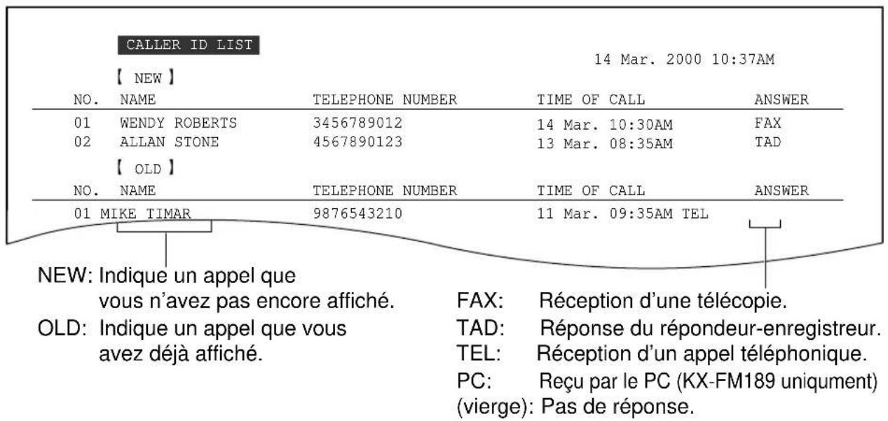 PANASONIC KXFP185BL - Exemple de liste des informations sur l'aggellant - 1