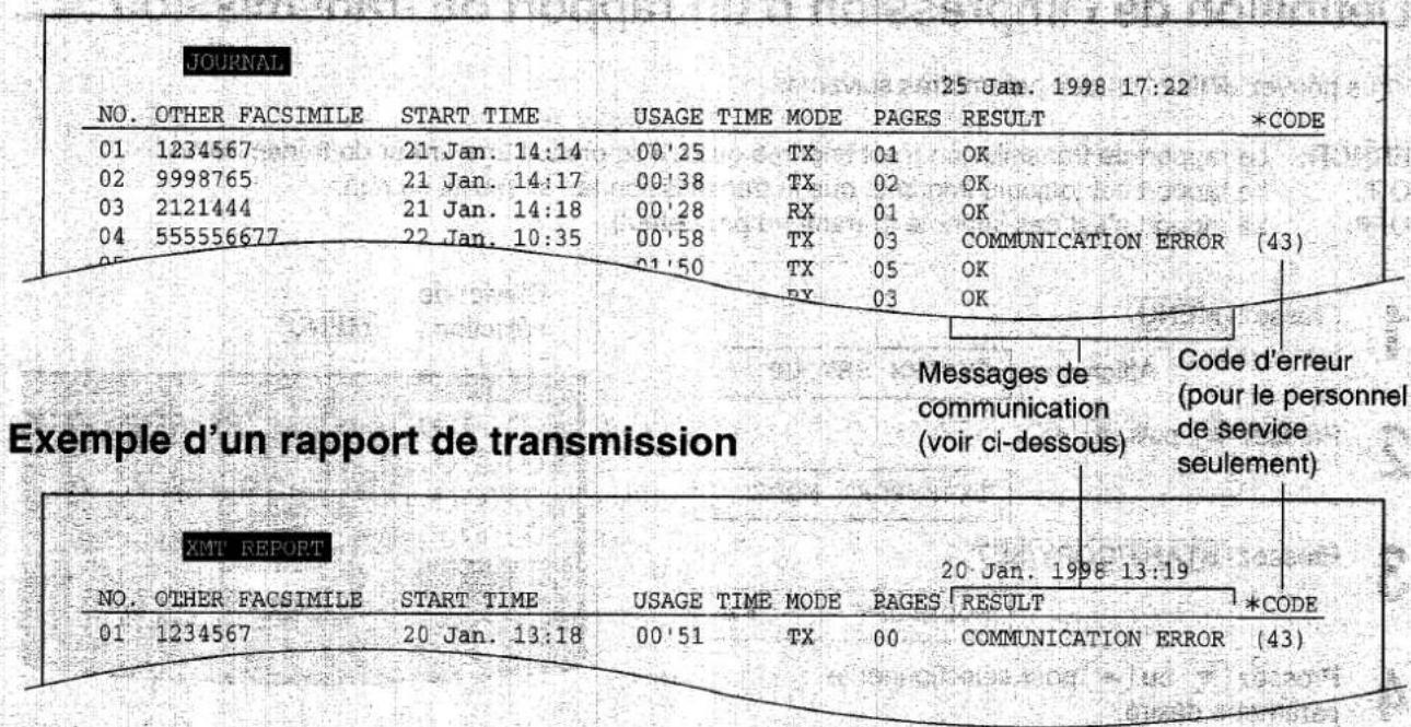 PANASONIC KXF1820 - Exemple d'impression d'un journal - 1
