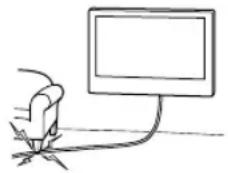 SONY KD43XG8096 - Non permettere al cavo di alimentazione, oppure ad altri cavi di collegamento con le periferiche, di essere schiacciati e/o incastrati. - 1