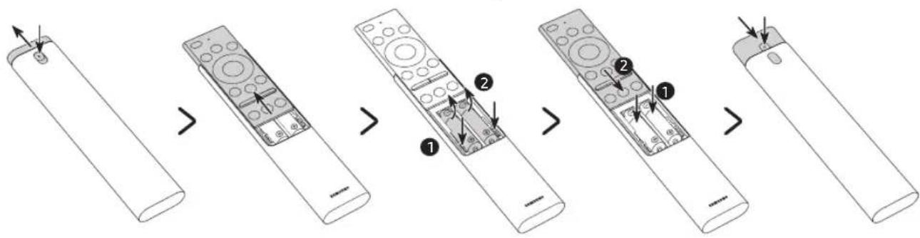 SAMSUNG QLED 8K QE75Q950R - Einsetzen der Batterien in die Samsung Smart Remote - 1