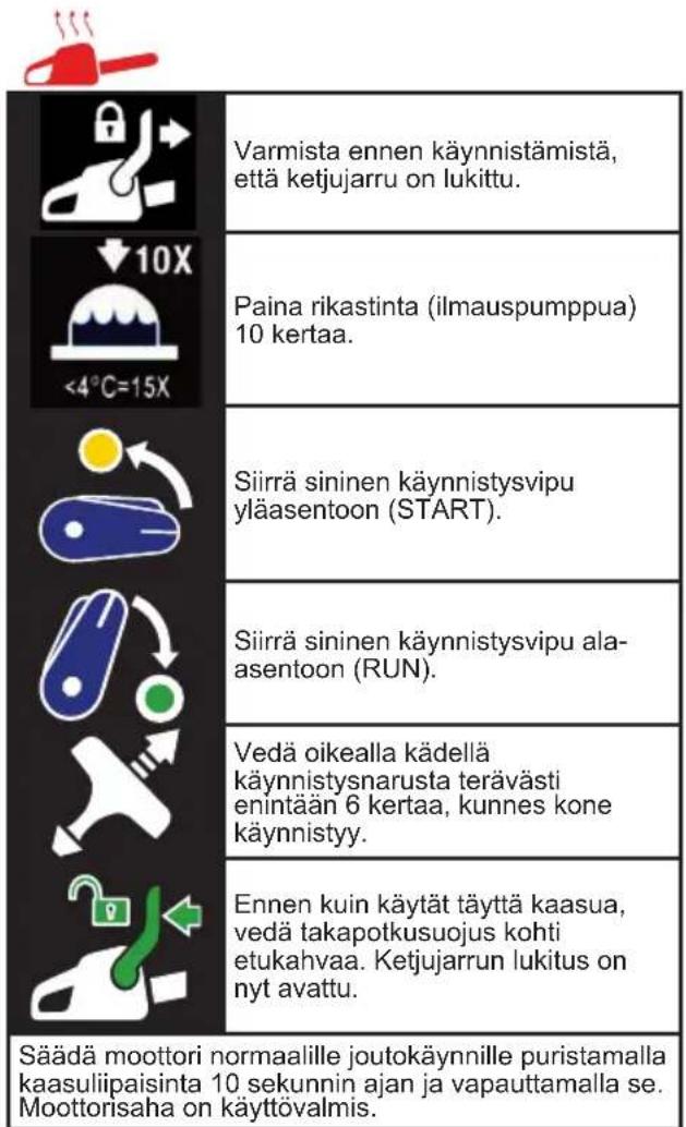 MCCULLOCH CS 42STE - LÄMPIMÄN MOOTTORIN KÄYNNISTÄMINEN - 1