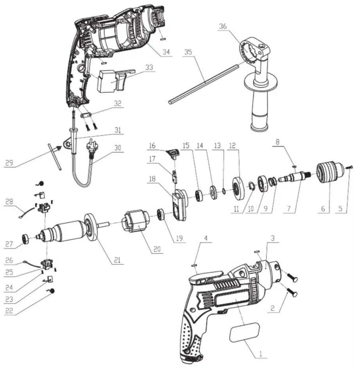 Ferm PDM1049P_K - Exploded view - 1