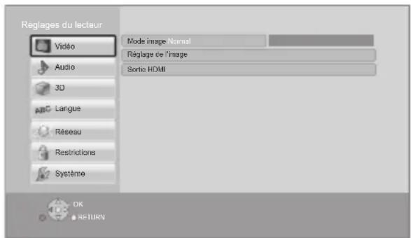 PANASONIC DMPBD93 - Sélectionner "Réglages du lecteur". - 1