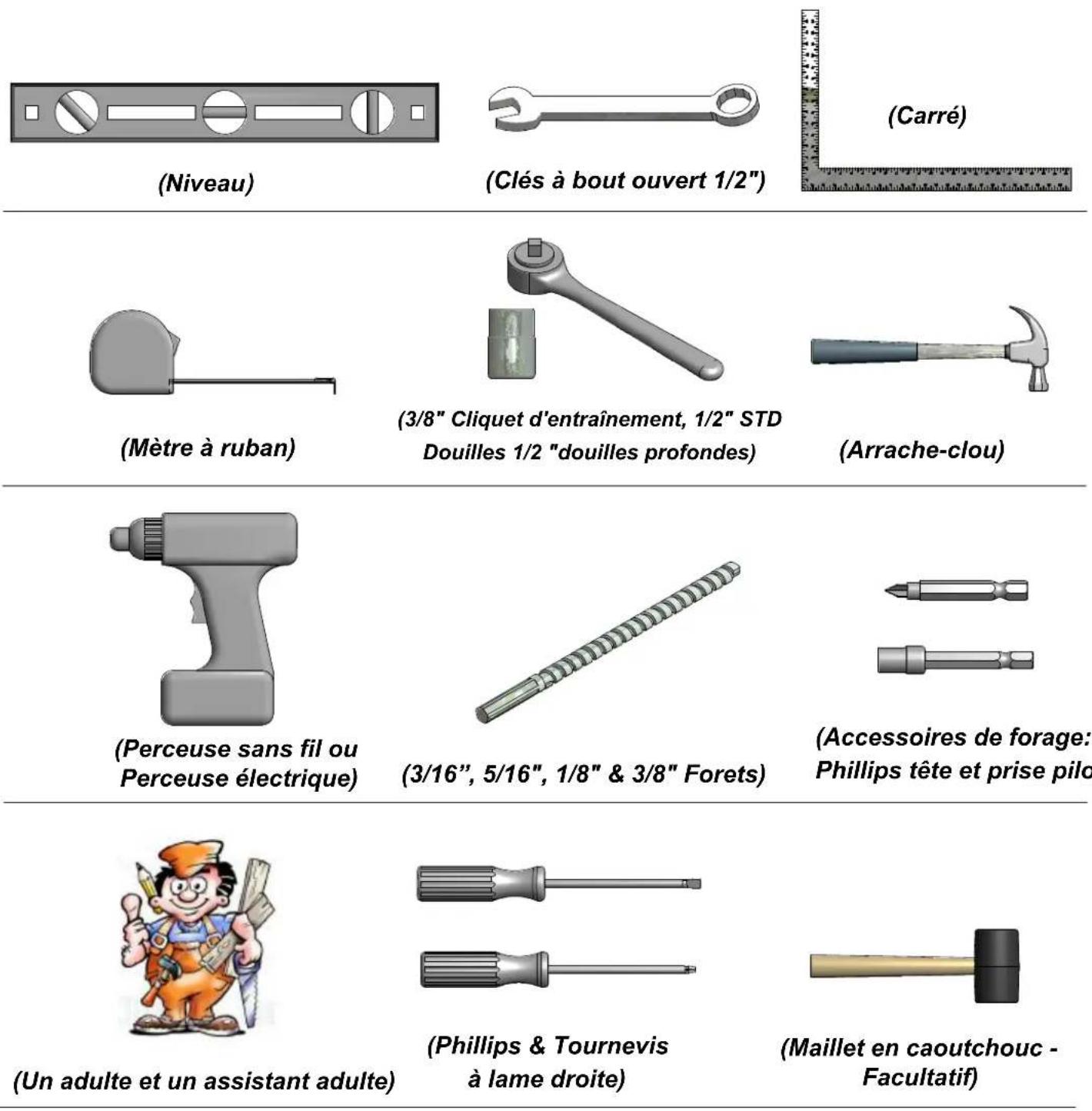 Backyard Discovery Northbrook - Outils requis pour l'installation: - 1