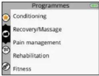 COMPEX Fit 5.0 - ДОСТУП К МЕНЮ PROGRAMMES (ПРОГРАММЫ) - 1