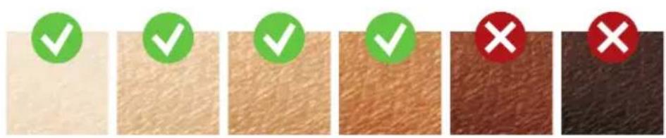 PHILIPS Lumea Advanced SC1998 - Suitable skin tones / Geeignete Hauttöne / Tonos depiel adecuados / Teints de peau compatibles / Toni di pelle adatti / Geschikte huidtinten - 1