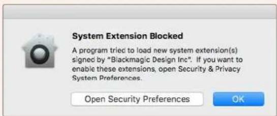 Blackmagic Design DeckLink 8K Pro - Pour activer les extensions sous macOS Big Sur ou une version ultérieure : - 1