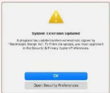 Blackmagic Design DeckLink 8K Pro - MacOS Blg Sur ya da uzerl blr Isletlm slsteminde uzantilari etklinleztirmek IcIn: - 1