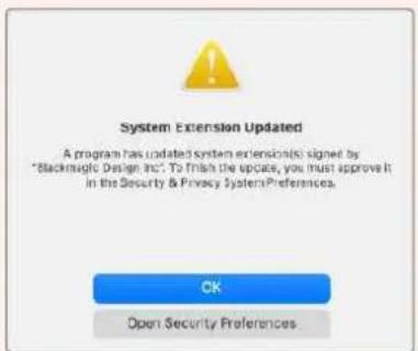 Blackmagic Design DeckLink 8K Pro - To enable extensions on macOS Big Sur or later: - 1