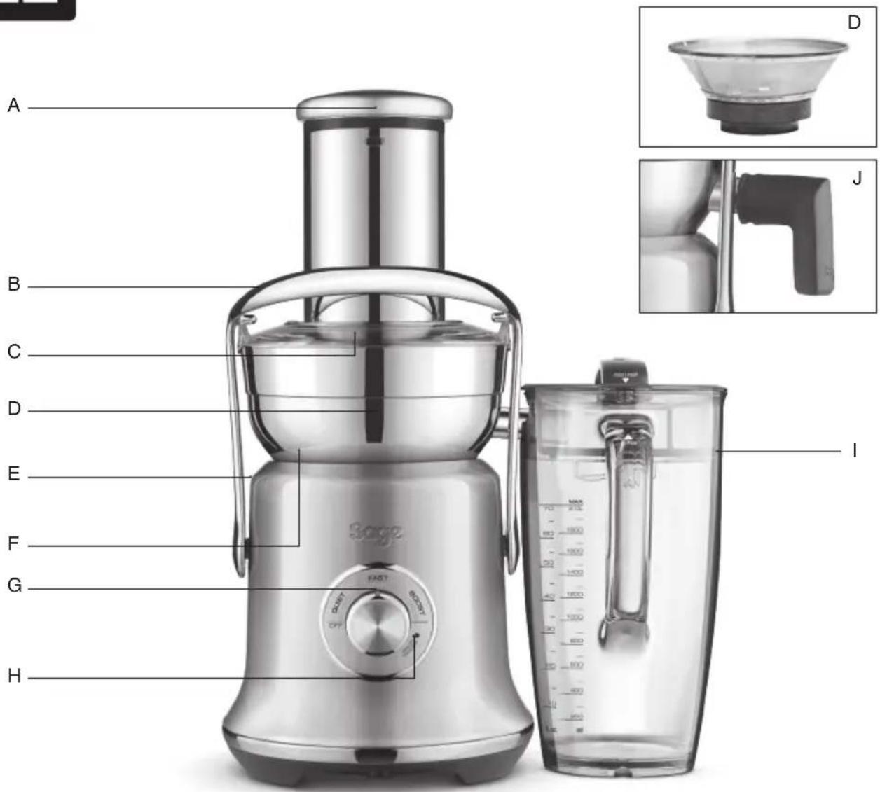 SAGE The Nutri Juicer Cold XL SJE830 - K componenten - 1