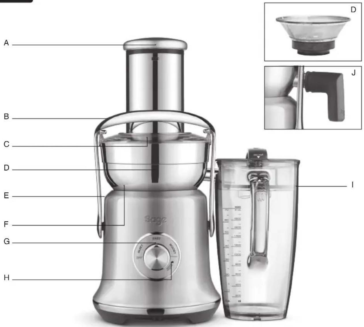 SAGE The Nutri Juicer Cold XL SJE830 - Componentes - 1