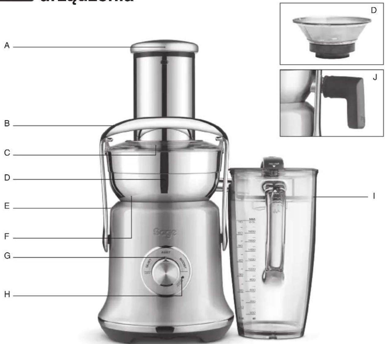 SAGE The Nutri Juicer Cold XL SJE830 - Opis Twojego nowego urzadzenia - 1