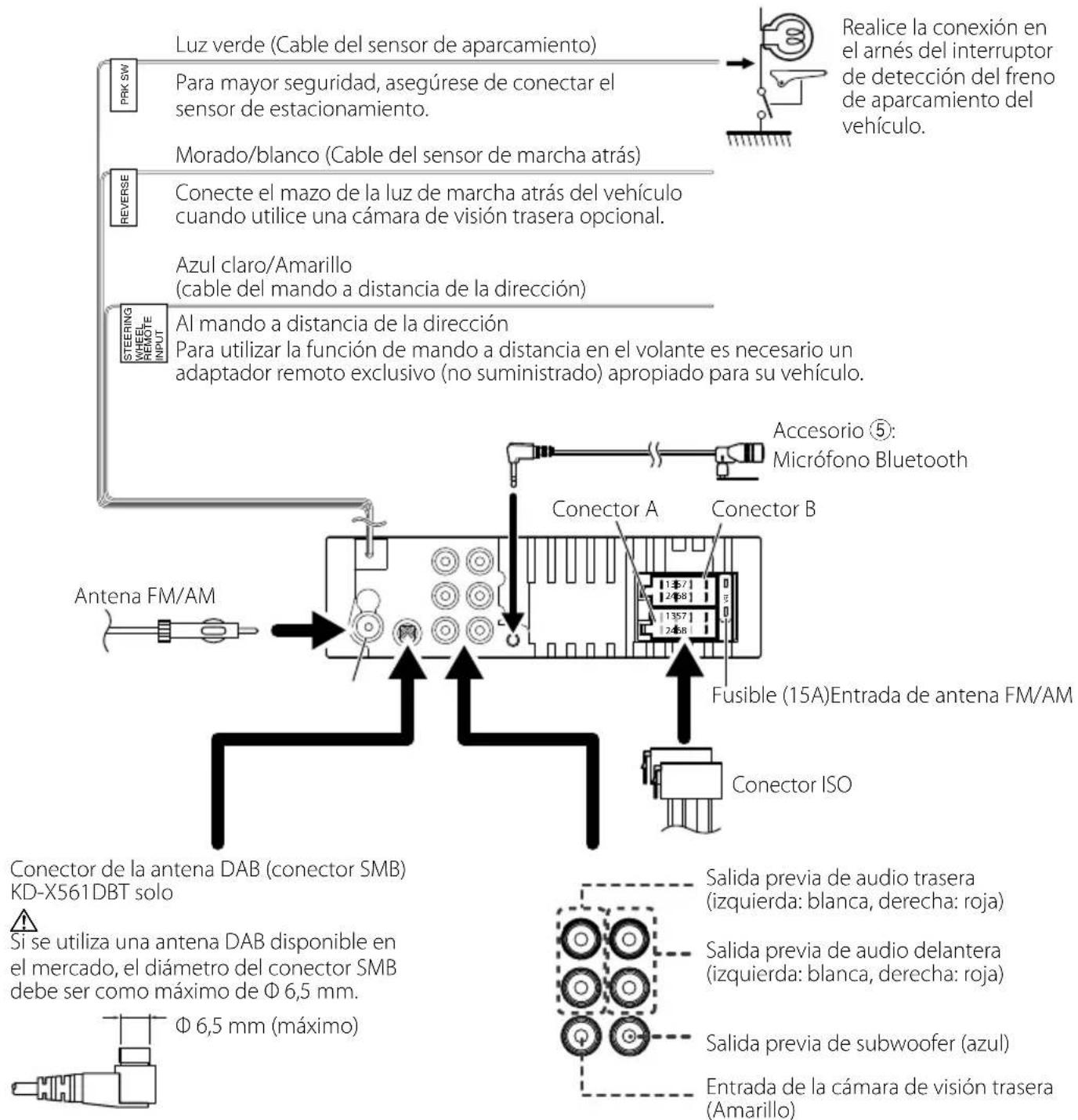 JVC KDX560BT - Conectar los cables a los terminales - 1
