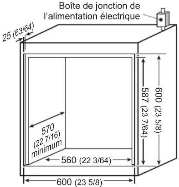 PANASONIC HLFN647S - Avant de déplacer l'appareil pour l'instructor, vérifie que l'espace interieur de l'armoire a les dimensions suivantes. - 1