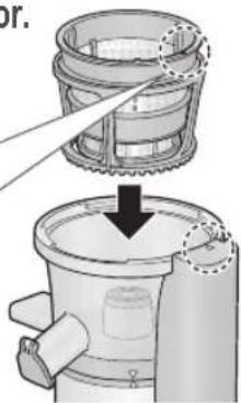 PANASONIC MJL700 - Coloque el cepillo giratorio y el filtroedo para zumo, a continuacion, colóquelo en la carcasa del motor. - 2