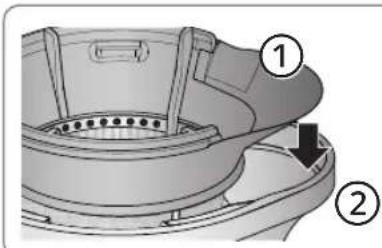 PANASONIC MJL501 - Montare le spatole rotanti e il filtro per succhi, poi posizionare tutto sulla ciotola per il succo. - 3