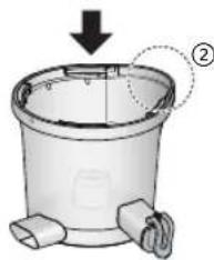 PANASONIC MJL501 - Montare le spatole rotanti e il filtro per succhi, poi posizionare tutto sulla ciotola per il succo. - 4