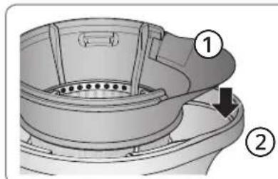 PANASONIC MJL501 - Befestigen Sie Abstreifring und Einsatz für Säfte und stellen Sie es dann auf den Entsaftungsaufsatz. - 1