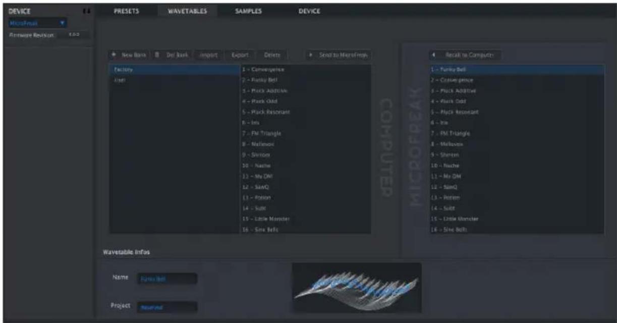 Arturia MicroFreak - Onglet Wavetables - 1