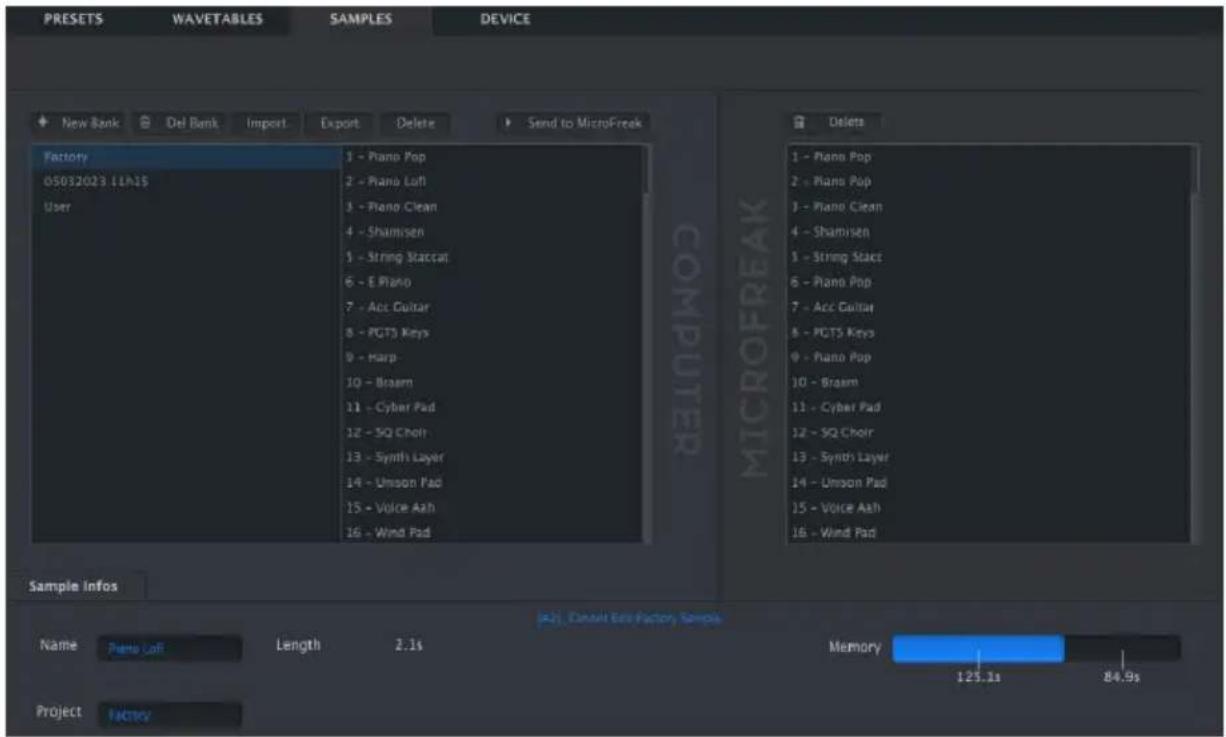 Arturia MicroFreak - Onglet Samples - 1
