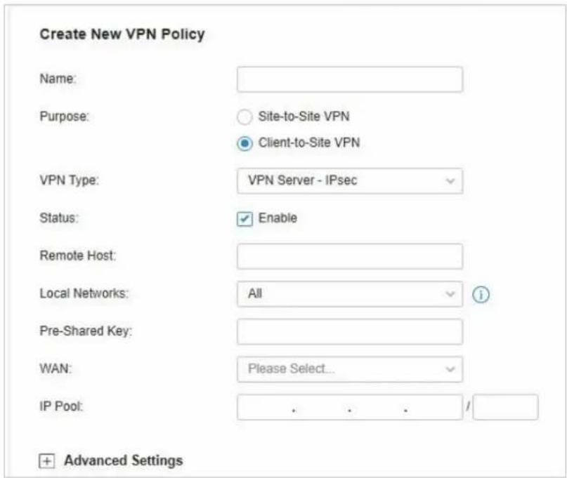 TP-LINK Omada EAP225Outdoor - Allez dans Settings>VPN et cliquez sur - 9