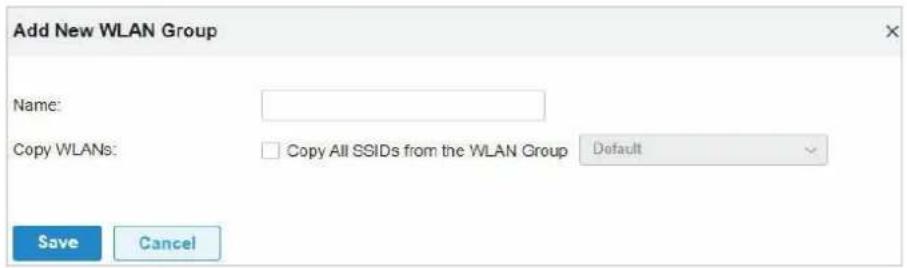 TP-LINK Omada EAP225Outdoor - Sélectionnez + Create New Group à partir de la liste déroulante de WLAN Group pour charger la page suivante. Entrez un nom pour identifier le groupe WLAN. - 1