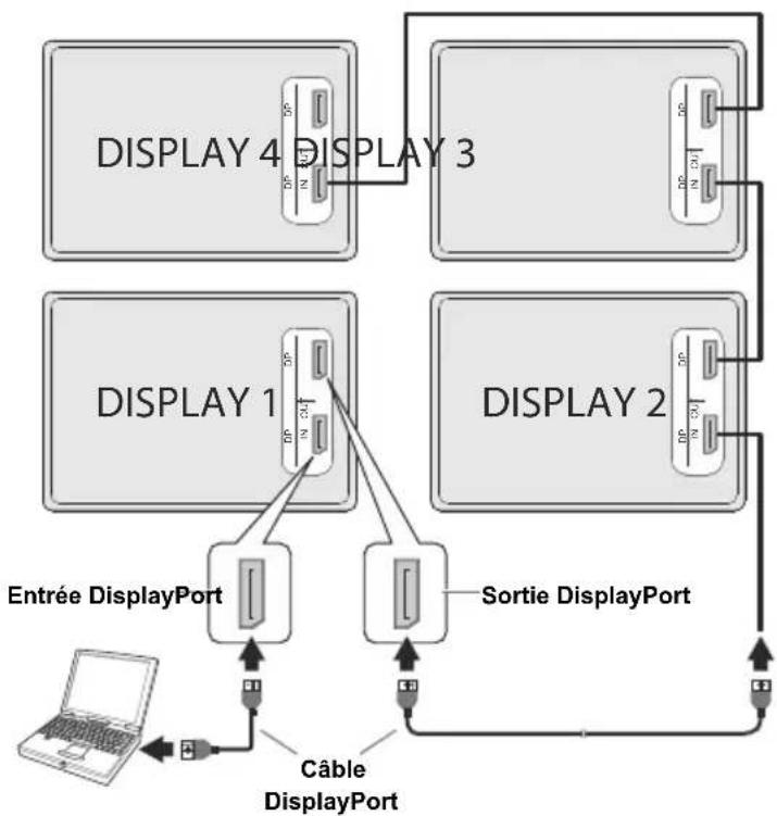 TOSHIBA TDE553 - Connexion en guirlande via la sortie DisplayPort - 1