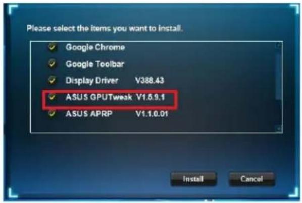 ASUS ROG Strix GTX1650 O4G Gaming - Klicken Sie im Hauptmenü auf Install (Installieren). - 1