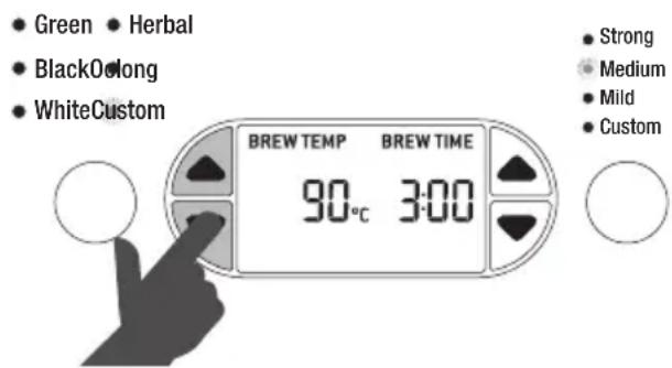 SAGE The Tea Maker BTM800 - b) Om water tot een aangepaste temperatuur te verwarmen: - 1