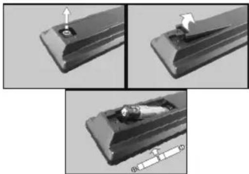 HITACHI UHD7510 - Insertion des piles dans la télécommande - 1