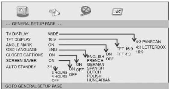 LENCO DVP940 - Page de configuration Général - 1