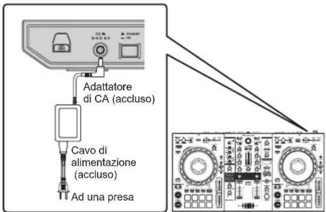 PIONEER DDJ800 - Collegare l'adattatore di CA. - 1