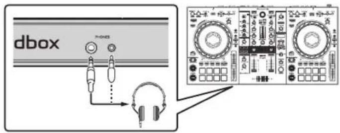 PIONEER DDJ800 - Подключайте наушники к выходным разъемам [PHONES]. - 1