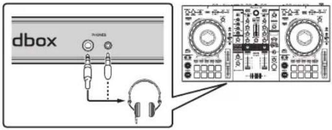 PIONEER DDJ800 - Raccordez le casque aux prises de sortie [PHONES]. - 1
