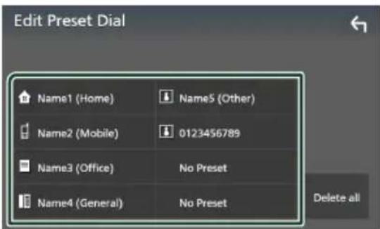 KENWOOD DNX5190DABS - Préglage de numérios de téléphone - 2