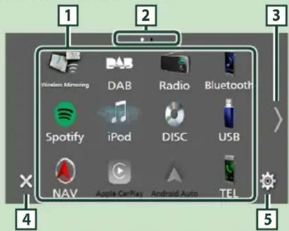 KENWOOD DNX5190DABS - Description de l'écran de sélection de source - 1