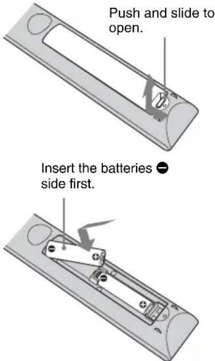 SONY VPLVW570ES - Inserting the Batteries into the Remote Control - 1