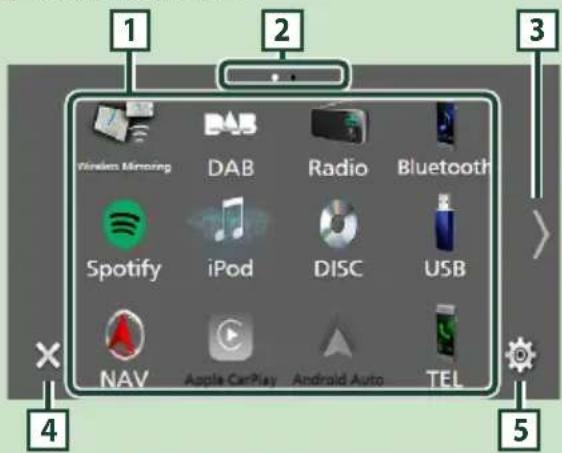 KENWOOD DNX7190DABS - Description de l'écran de sélection de source - 1