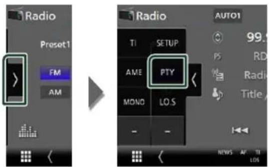 KENWOOD DNX7190DABS - Recherche par type de programme (syntoniseur FM uniquement) - 1