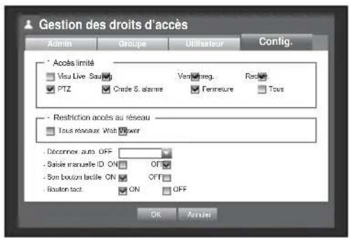 Hanwha SRD1676D - Réglages des droits d'accès - 1