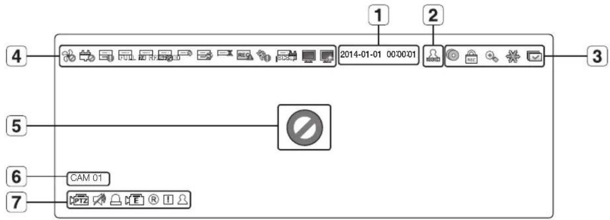 Hanwha SRN4000 - Icônes de l'écran Live (Direct) - 1